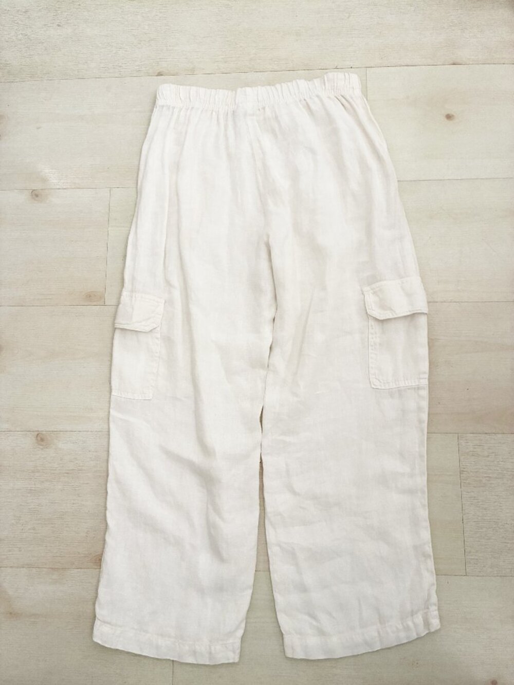 Vintage California Threads Off-White 100% Linen Cargo Pants Hari Casuals Small